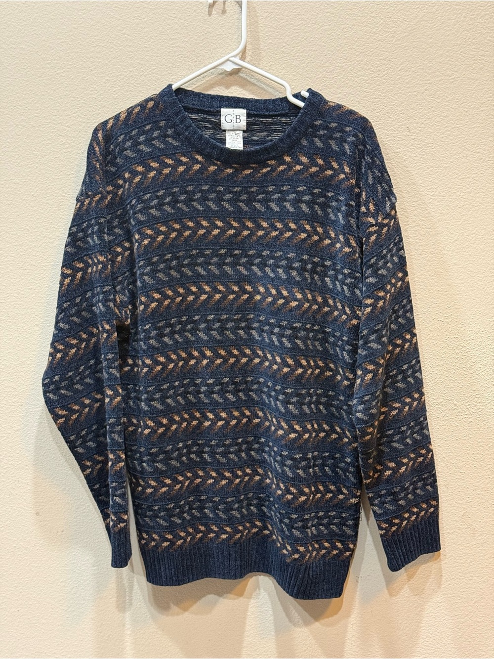 Geoffrey Beene Multi Stripe Navy Pullover Sweater